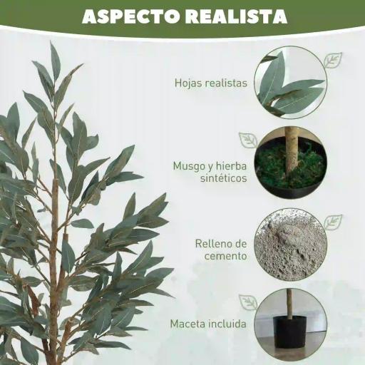Árbol Artificial de Laurel 150 cm Decoración para Hogar Oficina Balcón Dormitorio Verde [2]