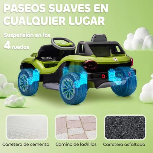 Coche Eléctrico para Niños de +3 Años Volkswagen E-Buggy 12V con Mando a Distancia 2,4 G Ruedas con Suspensión Azul [6]