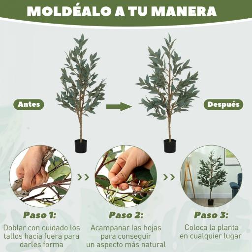 Árbol Artificial de Laurel 150 cm Decoración para Hogar Oficina Balcón Dormitorio Verde [3]