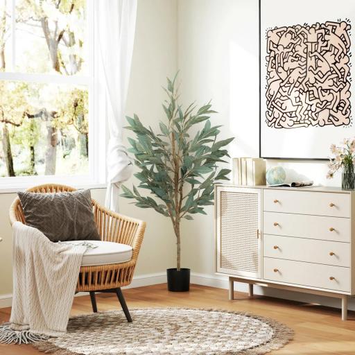 Árbol Artificial de Laurel 150 cm Decoración para Hogar Oficina Balcón Dormitorio Verde [7]