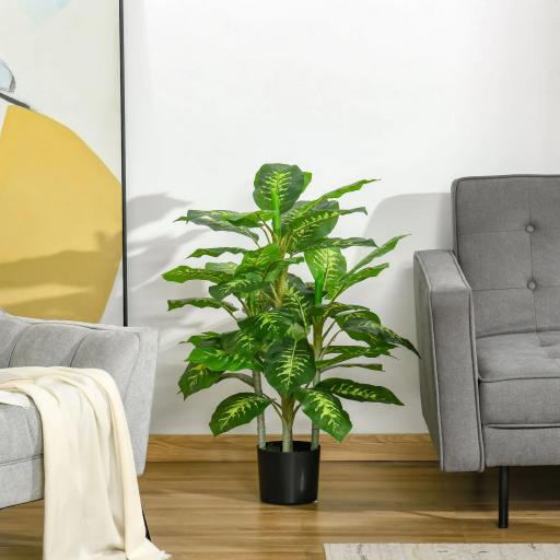 Aglaonema Artificial Planta Sintética de 95 cm con 42 Hojas Decoración para Hogar Oficina Verde