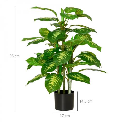 Aglaonema Artificial Planta Sintética de 95 cm con 42 Hojas Decoración para Hogar Oficina Verde [1]