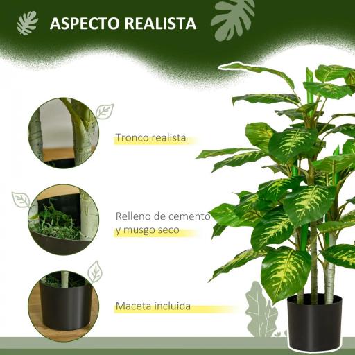 Aglaonema Artificial Planta Sintética de 95 cm con 42 Hojas Decoración para Hogar Oficina Verde [3]