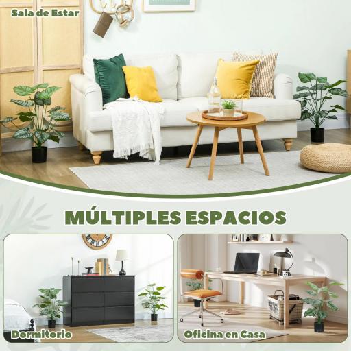 Plantas Artificiales Decorativas 65 cm Plantas Artificiales con Maceta y Hojas para Interior Verde [3]