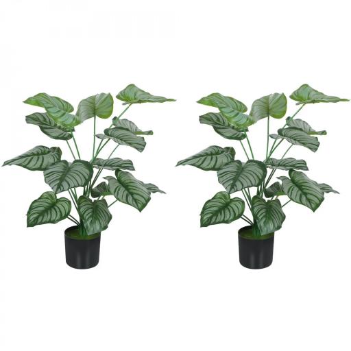 Plantas Artificiales Decorativas 65 cm Plantas Artificiales con Maceta y Hojas para Interior Verde [8]
