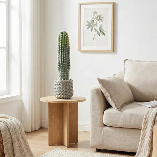 Cactus Artificial 66 cm, Planta Artificial Decorativa con Maceta para Decoración del Interior Verde [5]