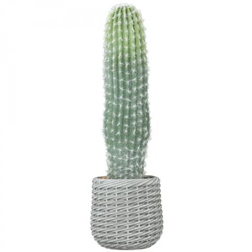 Cactus Artificial 66 cm, Planta Artificial Decorativa con Maceta para Decoración del Interior Verde [9]