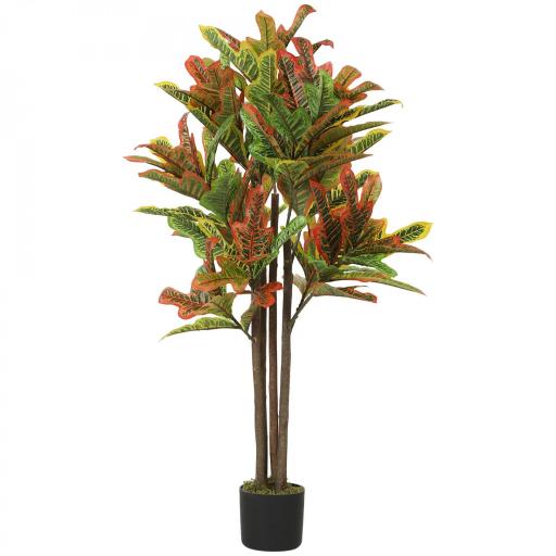 Crotón Artificial 120 cm Planta Artificial Decorativa con Maceta y Hojas para Decoración del Interior Multicolor [10]