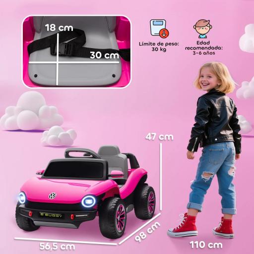 Coche Eléctrico para Niños de +3 Años Volkswagen E-Buggy 12V con Mando a Distancia 2,4 G Ruedas con Suspensión Verde [7]