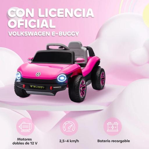 Coche Eléctrico para Niños de +3 Años Volkswagen E-Buggy 12V con Mando a Distancia 2,4 G Ruedas con Suspensión Verde [3]