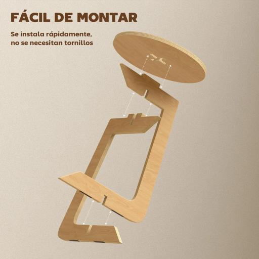 Mesa Auxiliar en Forma de C Mesita Auxiliar Redonda Montaje Rápido para Espacios Pequeños Salón Dormitorio Natural [5]