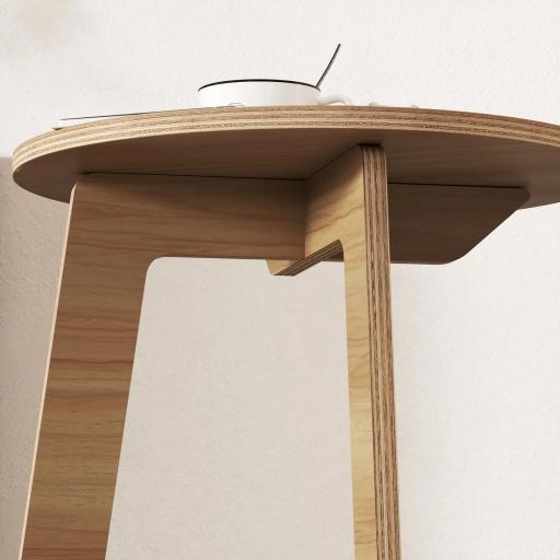 Mesa Auxiliar en Forma de C Mesita Auxiliar Redonda Montaje Rápido para Espacios Pequeños Salón Dormitorio Natural [7]