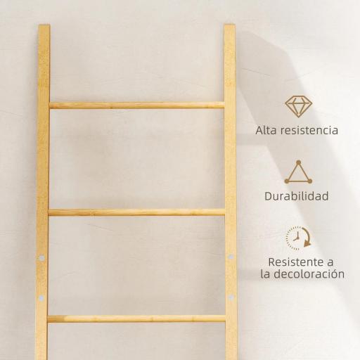 Estantería para Baño de Bambú Toallero de Pie con 3 Barras Cesto para Ropa Sucia Extraíble de 48 L Gris [6]
