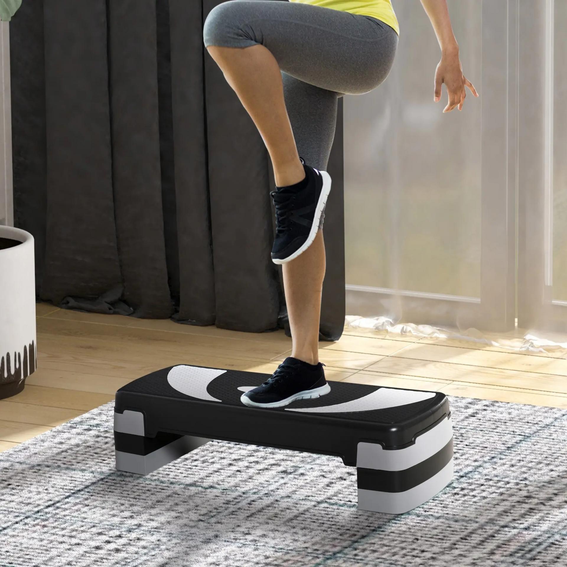 Step de Aeróbic, Step para Fitness Antideslizante con Altura Regulable 3 Niveles de 10/15/20 cm, Tabla Plataforma Stepper para Ejercicio en Casa Gimnasia, Carga 150 kg 80x31x20 cm, Gris