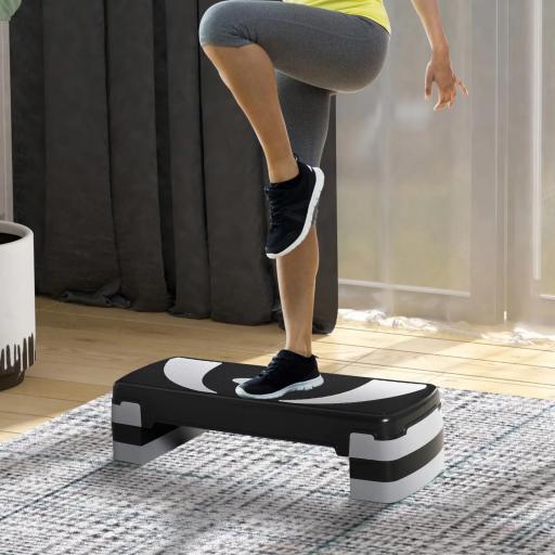 Step de Aeróbic, Step para Fitness Antideslizante con Altura Regulable 3 Niveles de 10/15/20 cm, Tabla Plataforma Stepper para Ejercicio en Casa Gimnasia, Carga 150 kg 80x31x20 cm, Gris