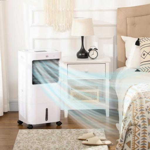 Enfriador de Aire Portátil Silencioso Aire Acondicionado con Pantalla LED y Control Remoto 32x37x74 cm Blanco