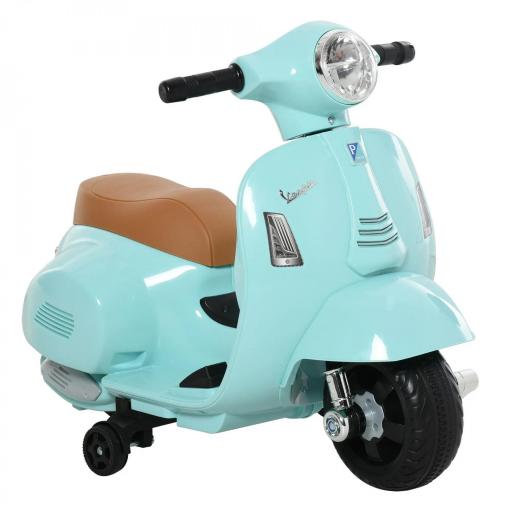 Motocicleta Infantil con Faro Bocina y 4 Ruedas Moto Eléctrica Vespa para Niños con Licencia 66,5x38x52 cm Verde [3]