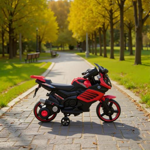 Moto Eléctrica para Niños 6V con Ruedas de Apoyo Música Faro para Niños de 18-36 Mesas Rojo [7]