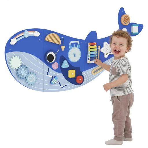 Tablero Sensorial Montessori Tema Ballena Busy Board Panel Sensorial Montessori 13 en 1 para Niños +2 Años Azul [14]