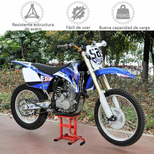 Elevador para Motocicletas con Manivela Altura Ajustable de 27,5/39,5 cm Base Antideslizante Carga 150kg Rojo y Negro [2]