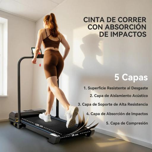 Cinta de Correr Cinta de Andar Plegable 2,5 HP con Pantalla LED Velocidad Ajustable Max. 10 km/h Control Remoto Negro [3]