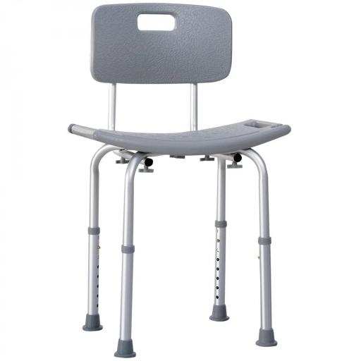 Taburete de Ducha Silla para Ducha con Respaldo Antideslizante Altura Regulable en 8 Niveles Carga 136 kg [9]