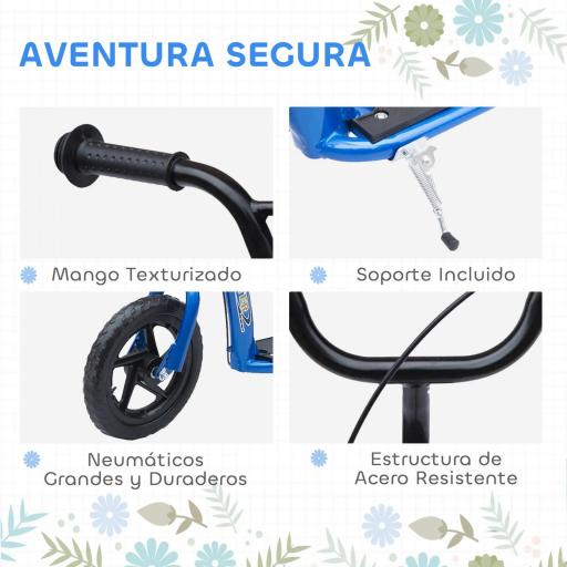 Patinete para Niños de 5-12 Años Scooter de 2 Ruedas Grandes de 12 Pulgadas con Freno y Manillar Ajustable en Altura Carga Máx. 50 kg 120x52x80-88 cm Azul [4]