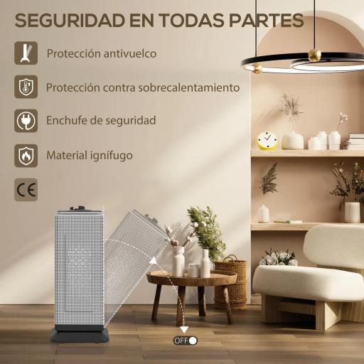 Calefactor Cerámico Eléctrico Cerámico 2000 W con Oscilación Termostato Ajustable y 3 Modos 18x15x40,5 cm Negro [4]