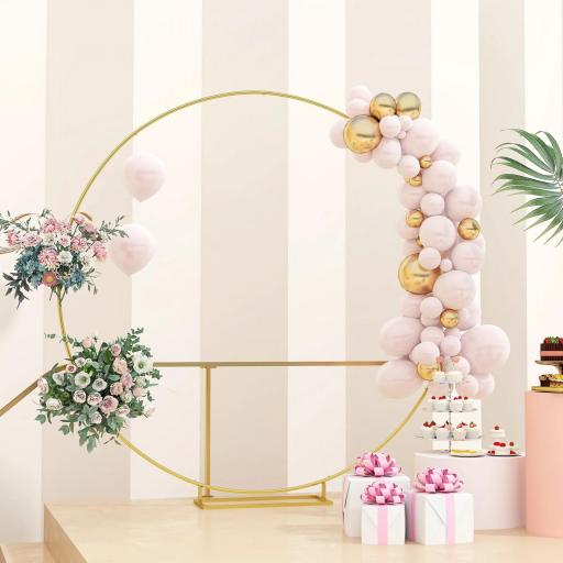 Arco de Jardín de Metal Redondo para Rosas Arco de Boda con Recubrimiento en Polvo para Decoración 230x28x234 cm Dorado