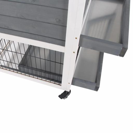 Conejera de Madera con Ruedas para Interior Jaula de 2 Pisos con Rampa y 2 Bandejas Extraíbles 110x50x88cm Gris [7]