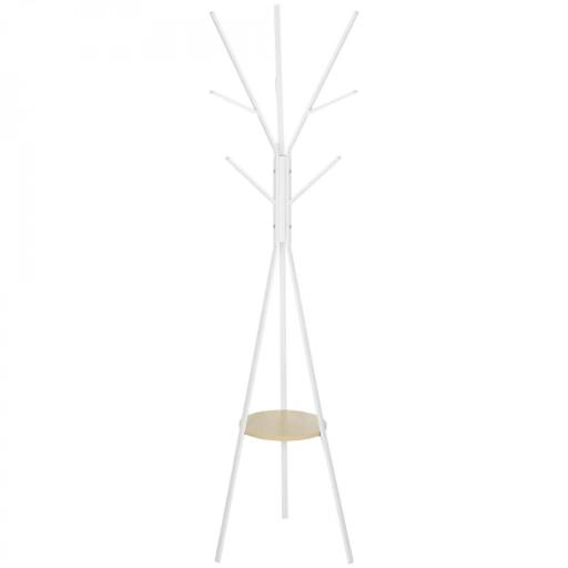 Perchero de Pie Forma de Árbol Perchero para Ropa de Metal con 9 Ganchos y Estante Perchero Vintage 45x45x180 cm Blanco [8]