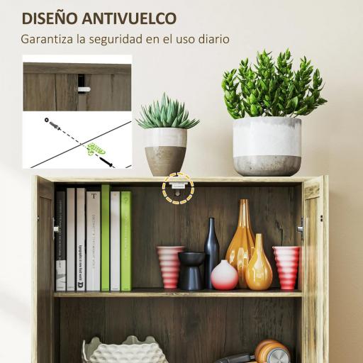 Alacena de Cocina con 2 Puertas y Estantes Ajustables para Comedor Salón 78x31,5x182 cm Marrón Grisáceo [3]