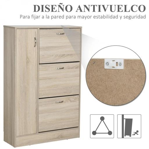 Armario Zapatero de 2 en 1 para Zapatos Mueble Almacenaje Paraguas Gran Espacio Estante Ajustable en 2 Niveles Capacidad de 12 pares 79x26x120 cm Madera [3]