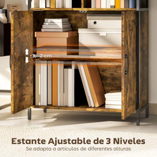 Estantería de Libros con 6 Compartimentos Abiertos y Estante Ajustable para Salón Oficina 75x34x172 cm Marrón Rústico [4]