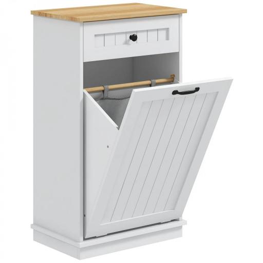 Armario de Baño con Cajón Cesto para la Ropa y Diseño Anti-vuelco Mueble de Baño Moderno 52x33x90 cm Blanco [7]