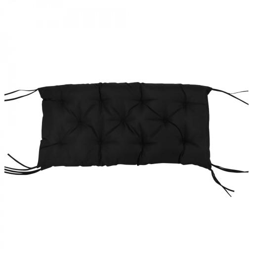 Cojín para Banco con Respaldo 100x98x8 cm de 2 Plazas con Cordones de Fijación para Jardín Terraza Balcón Exterior Negro [5]