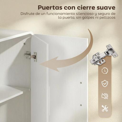 Aparador de Cocina con 4 Estantes 4 Puertas de Cierre Suave Mueble para TV de 72 Pulgadas 152x40x80 cm Blanco [3]