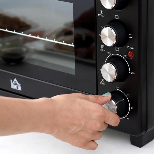 Horno Eléctrico de Sobremesa 32L 1600W con 3 Modos de Calor Temporizador y Temperatura Regulable 52,2x38,1x33,5 cm Negro [6]