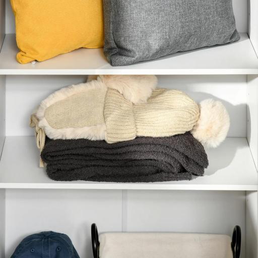 Armario Alto de 2 Puertas Mueble Auxiliar de Almacenaje Multifuncional con 5 Estantes y Baldas Ajustables Moderno para Salón Dormitorio Cocina 59x31x155 cm Blanco [7]