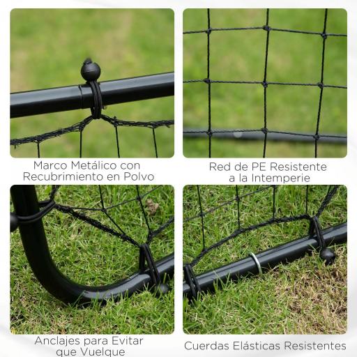 Red de Rebote Reboteador de Metal con Ángulo Ajustable para Entrenamiento de Deportes 96x80x96 cm Negro [7]