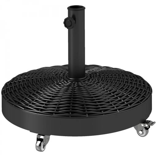 Base para Sombrilla Pesada de 25 kg con Ruedas para Sombrillas de hasta Ø3 m y Postes de 32-48 mm Ø52x42 cm Negro [8]