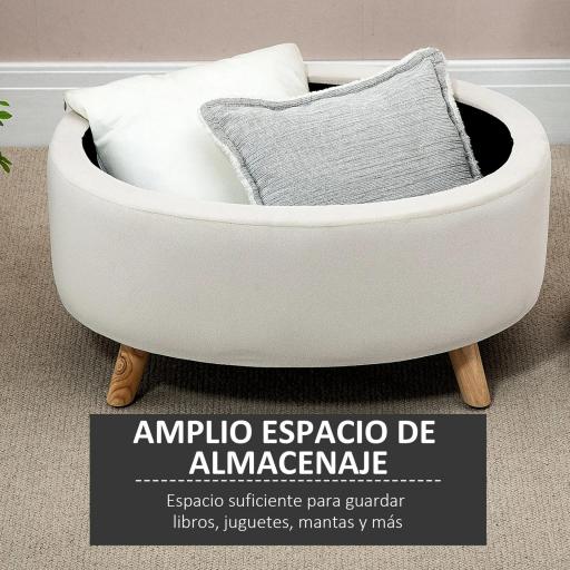 Puff Almacenaje Ovalado, Banco Almacenaje, 71x51,5x42 cm, Tapizado en Terciopelo, con Patas de Madera Maciza, Carga 120 kg, para Sala de Estar, Dormitorio, Entrada, Beige [2]