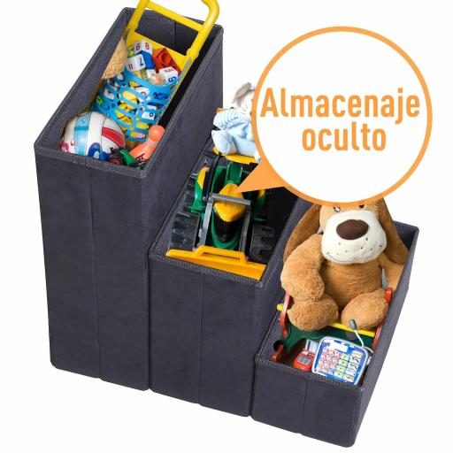 Escalera para Mascotas de 3 Peldaños Plegable con Tapas Abatibles y Espacio de Almacenamiento 3 Escalones de Perros Gatos Pequeños para Cama Sofá 40x54x48 cm Negro [3]