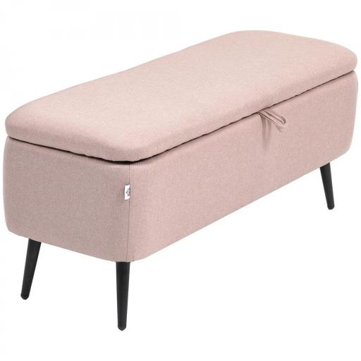 Banco de Almacenamiento con Tapa Abatible y Patas de Acero para Dormitorio Salón Entrada 101x38,5x44,5cm Rosa [9]