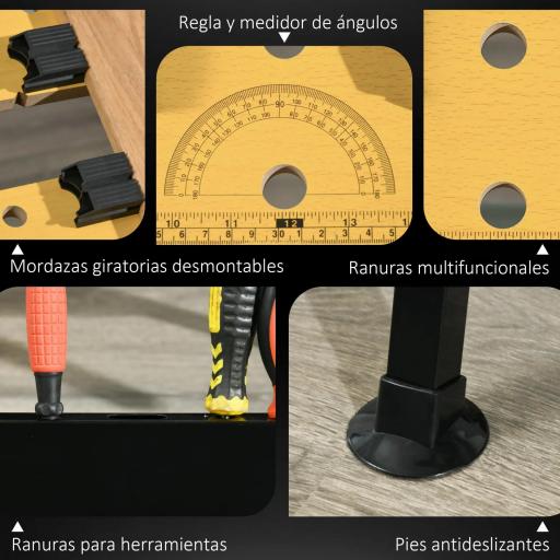 Banco de Trabajo Ajustable en Altura con 4 Clavijas Giratorias Tableros Ajustables en Ángulo y Distancia [5]
