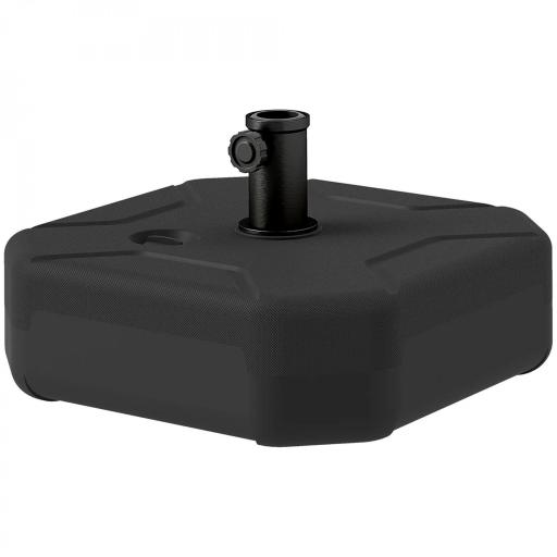 Base para Sombrilla Cuadrada Soporte de Parasol de Postes Ø38 mm Ø48 mm Rellenable de Arena 25 kg o Agua 20 kg Negro [9]