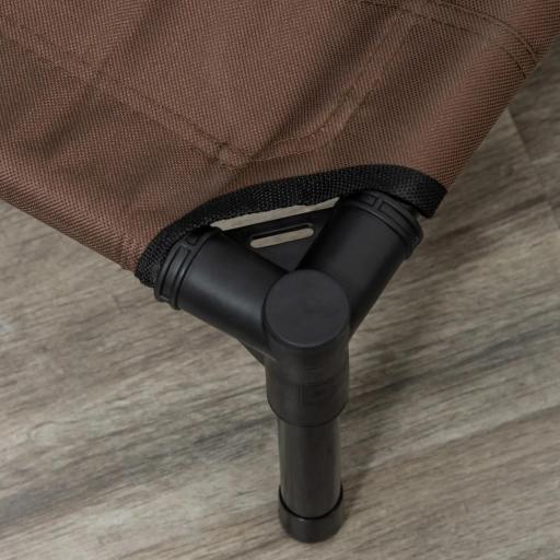 Cama Elevada para Perros Gatos Portátil Cama para Mascotas con Zona de Malla Transpirable y Tela Oxford para Interior Exterior 61x46x18 cm Marrón [7]