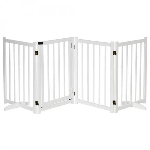 Barrera de Seguridad para Perros Plegable con Puerta y Cierre de Seguridad para Pasillos y Puertas 237,5x36x80 cm Blanco [9]
