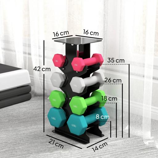 Juego de Mancuernas 2x1kg 2x2kg 2x3kg 2x4kg con Soporte de Almacenamiento para Ejercicio Entrenamiento Multicolor [1]