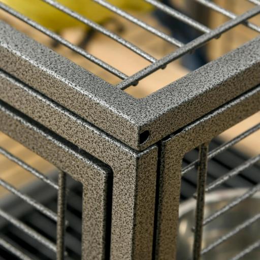 Jaula para Pájaros Portátil con 2 Perchas de Madera 2 Comederos y Bandeja Extraíble 48x38x47,8 cm Negro [6]